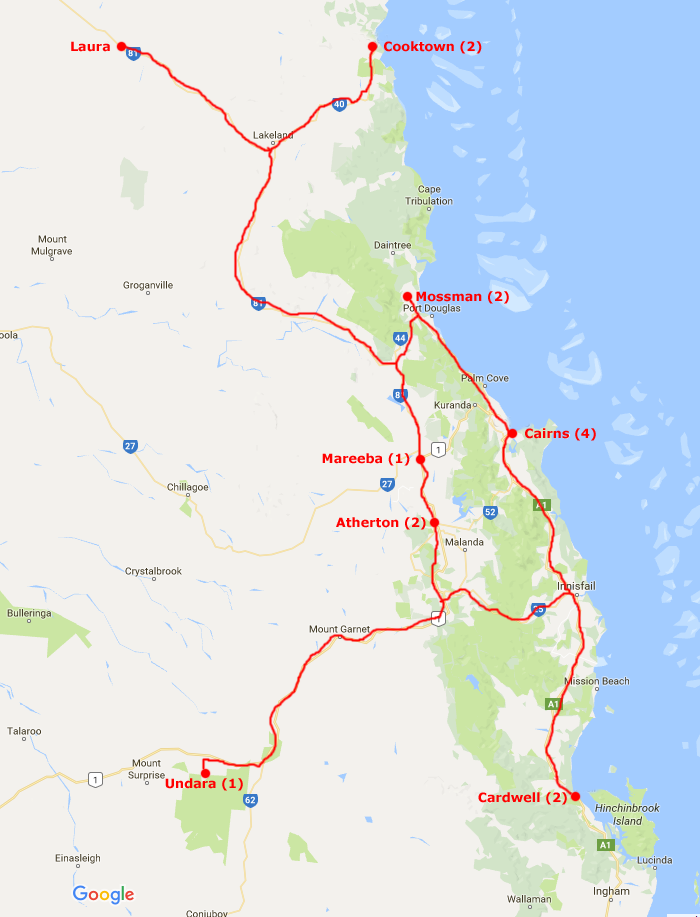 Map of Far North Queensland Tour